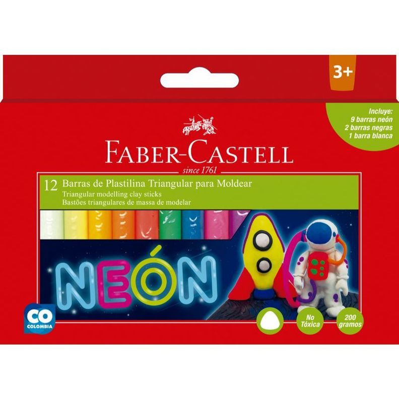 Plasticina Jumbo Neon Faber-Castell x12 Colores-1