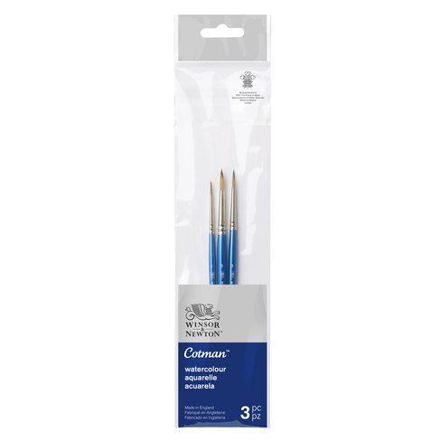 Set 3 Pinceles Cotman Winsor & Newton Mango Corto V1-0