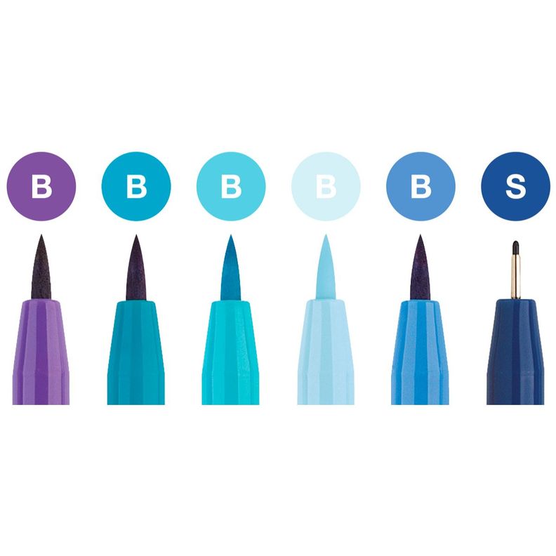 Marcador Lettering Tonos Azules Faber-Castell x6 uds.-1