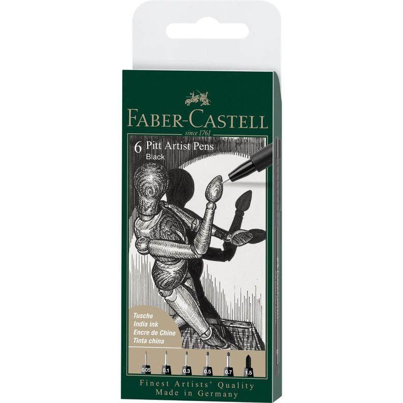 Rotuladores Pitt Artist Faber-Castell x6 uds. Negro-0