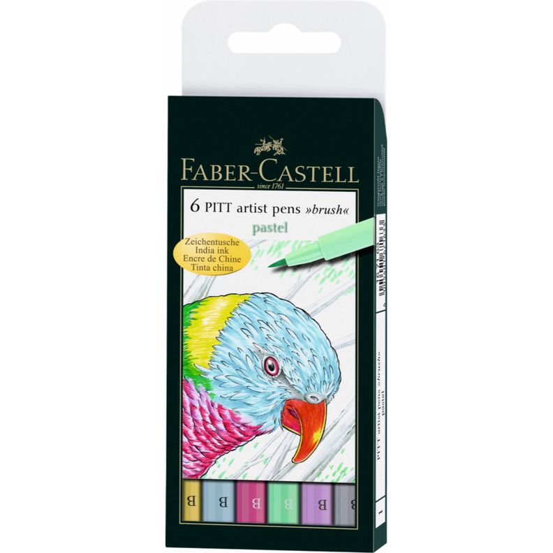 Marcadores Pitt Artist Pen Pastel Faber-Castell x6 Colores-0