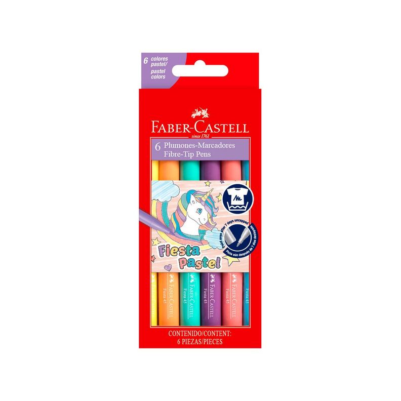 Marcador Fiesta45 Pastel Faber-Castell x6 Colores-0