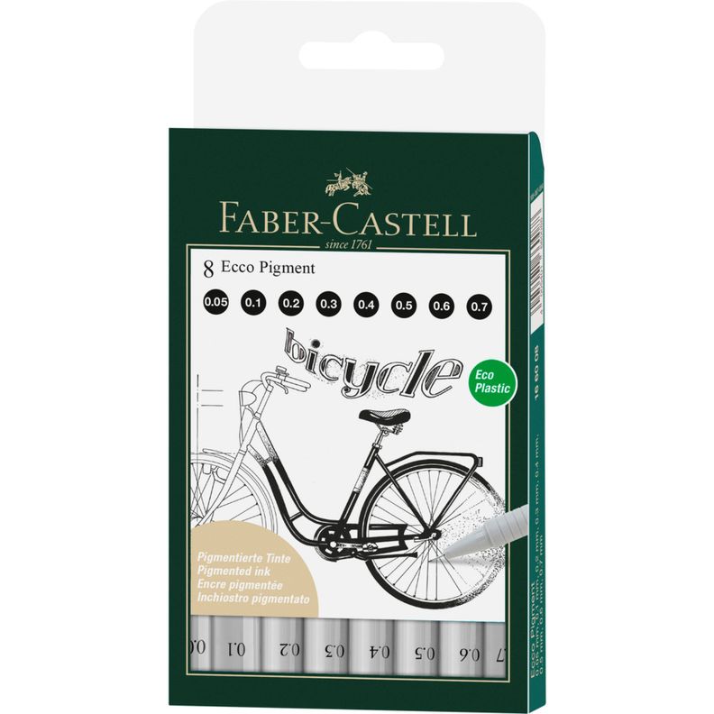 Rotulador Calibrado Eccopigment Negro Faber-Castell 8 Piezas-0
