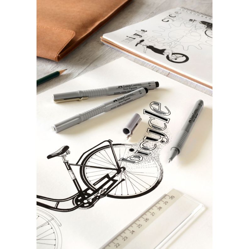Rotulador Calibrado Eccopigment Negro Faber-Castell 8 Piezas-2