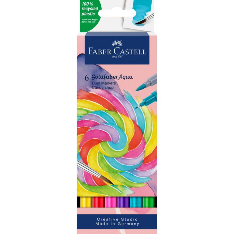 Marcador Dual Goldfaber Aqua Faber-Castell x6 Colores Candy-0