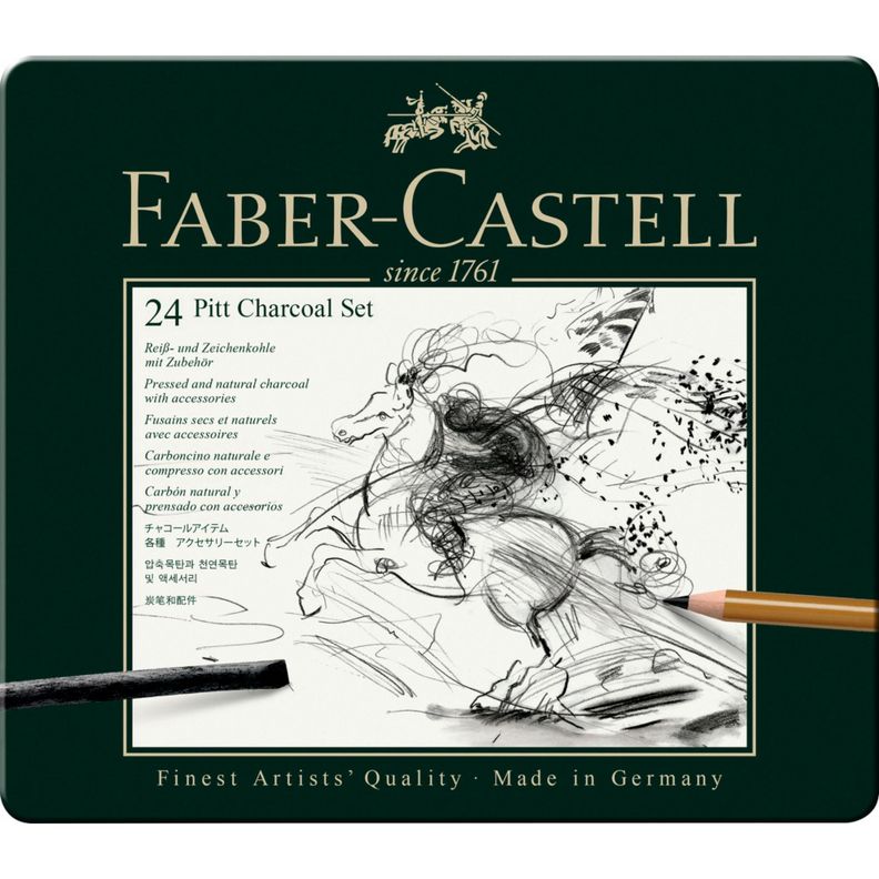 Juego Pitt Monochrome Carbón Faber-Castell x24 und.-1