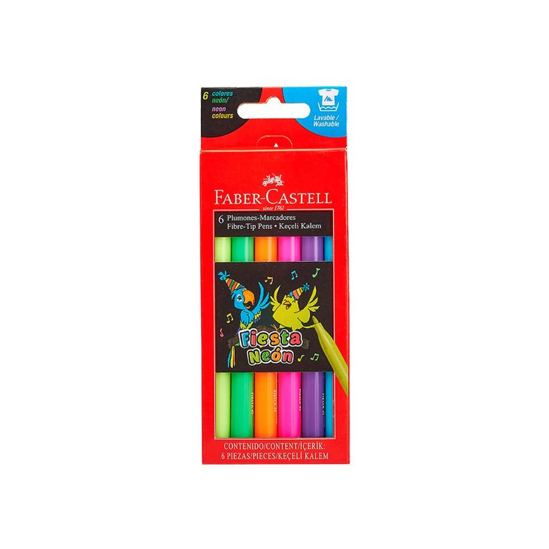 Marcador Fiesta45 Neón Faber-Castell x6 Colores-0