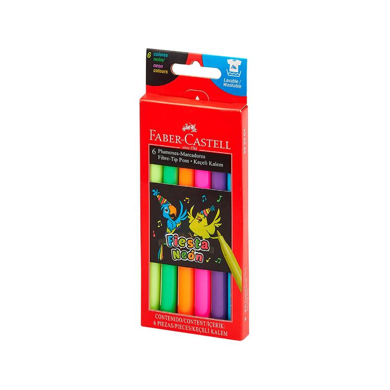 Marcador Fiesta45 Neón Faber-Castell x6 Colores-1