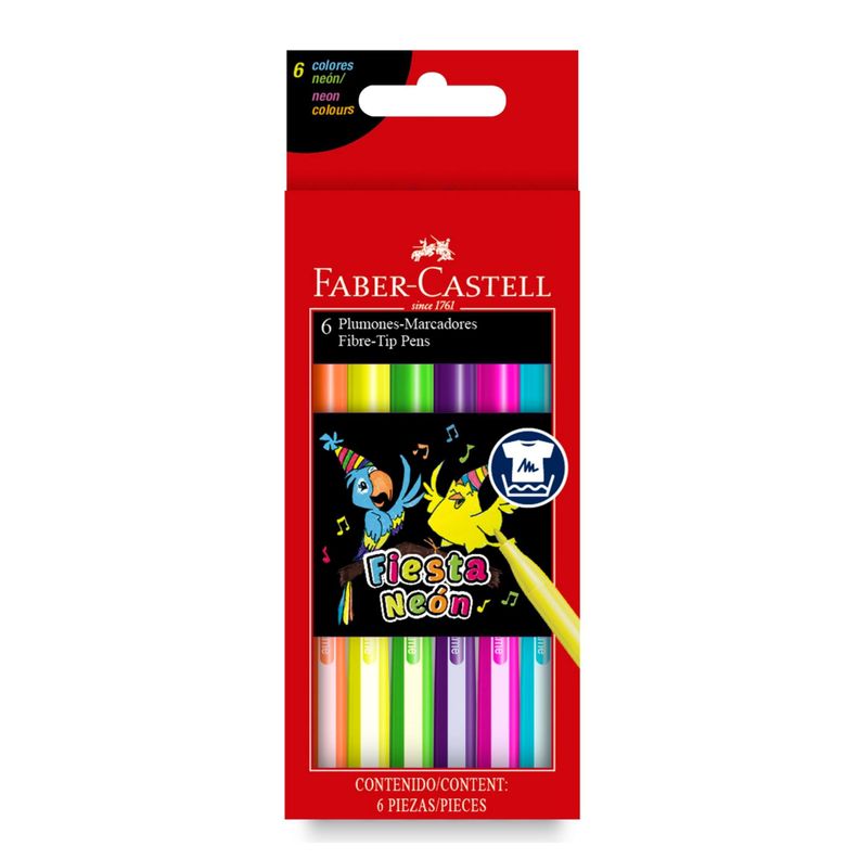 Marcador Fiesta45 Neón Faber-Castell x6 Colores-2