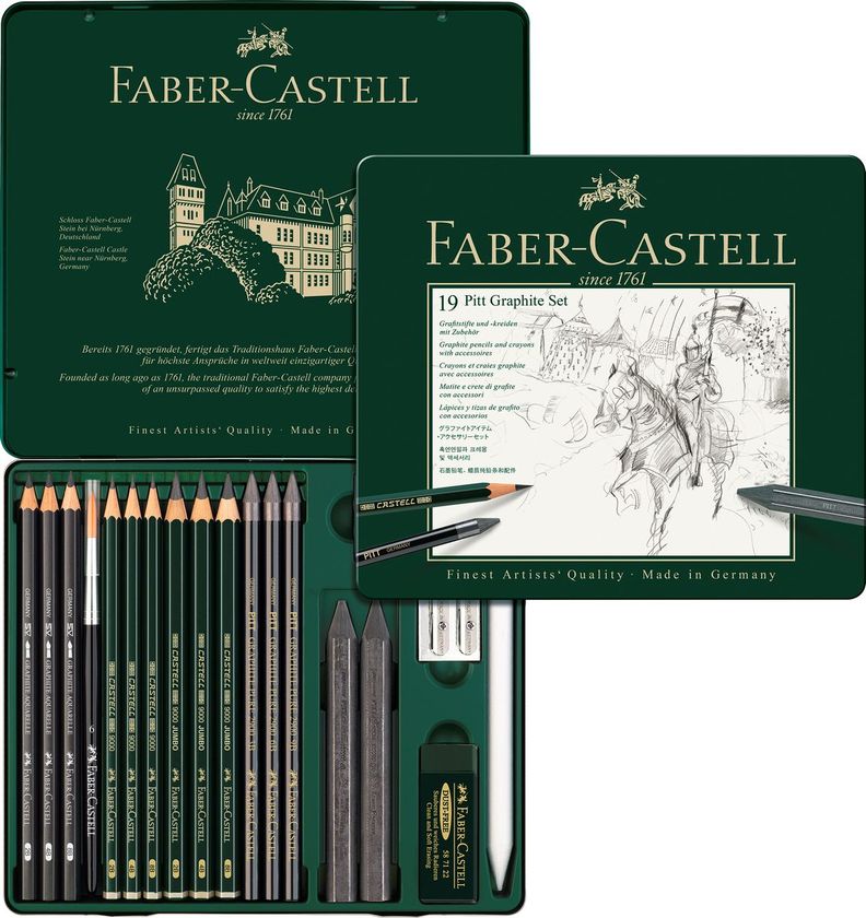 Lápiz Grafito Pitt Estuche De Metal Faber-Castell x19 uds.-0