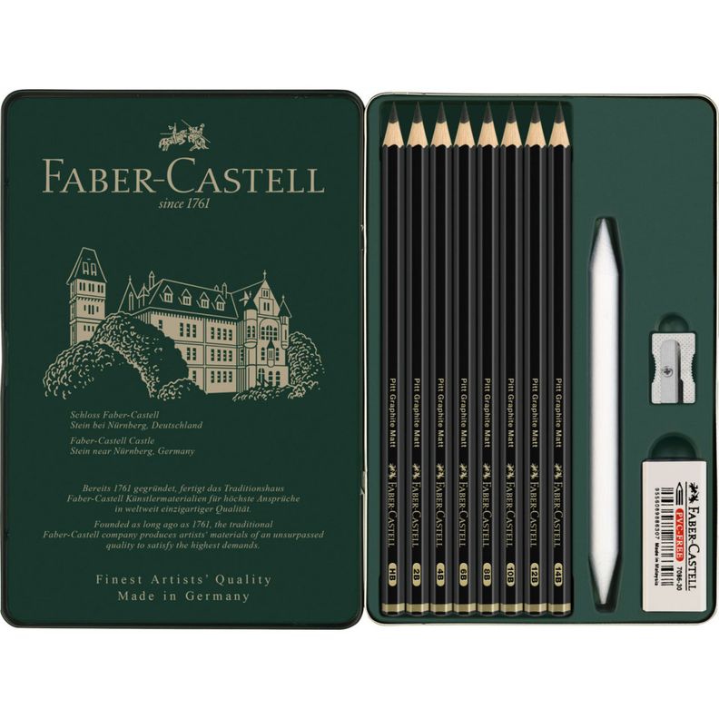 Lápices Pitt Graphite Matt Faber-Castell x11 uds. + Estuche-0