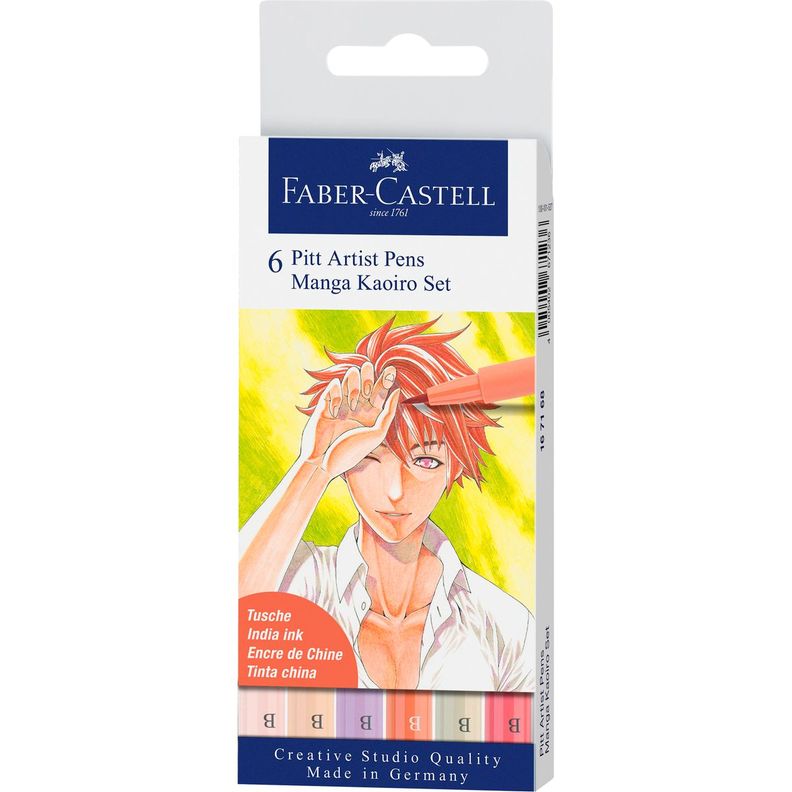 Marcador Pitt ArtistPen Manga Kaoiro Faber-Castell 6 Colores-0