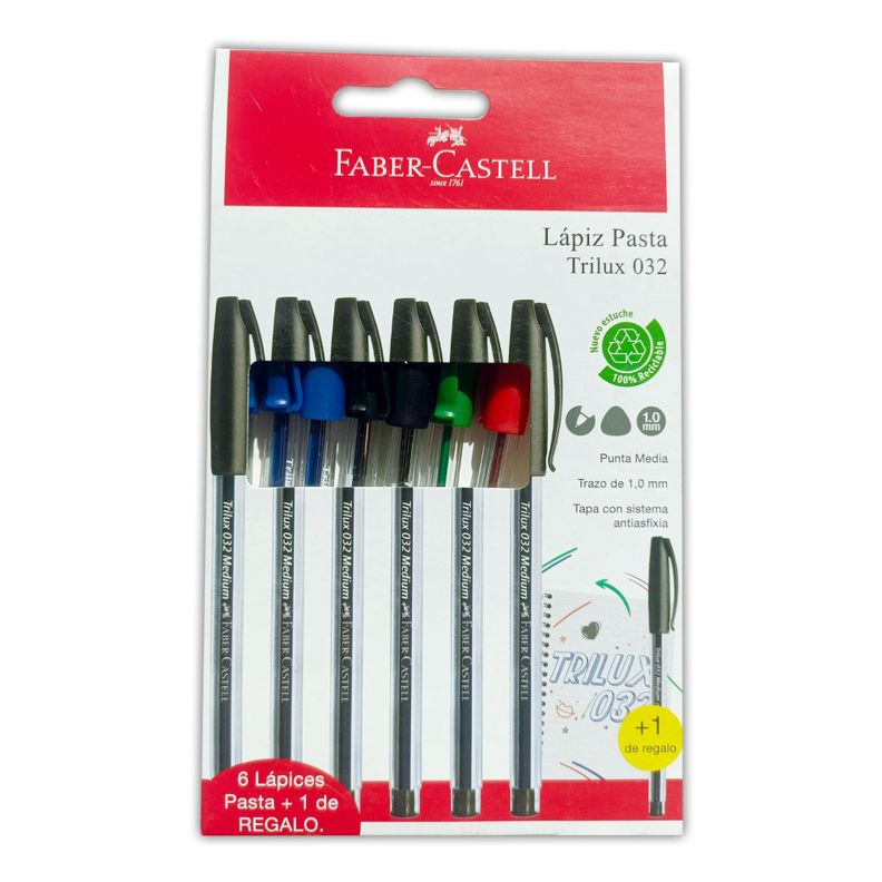 Bolígrafo Trilux Faber-Castell 032 M X6 + 1 BC-0