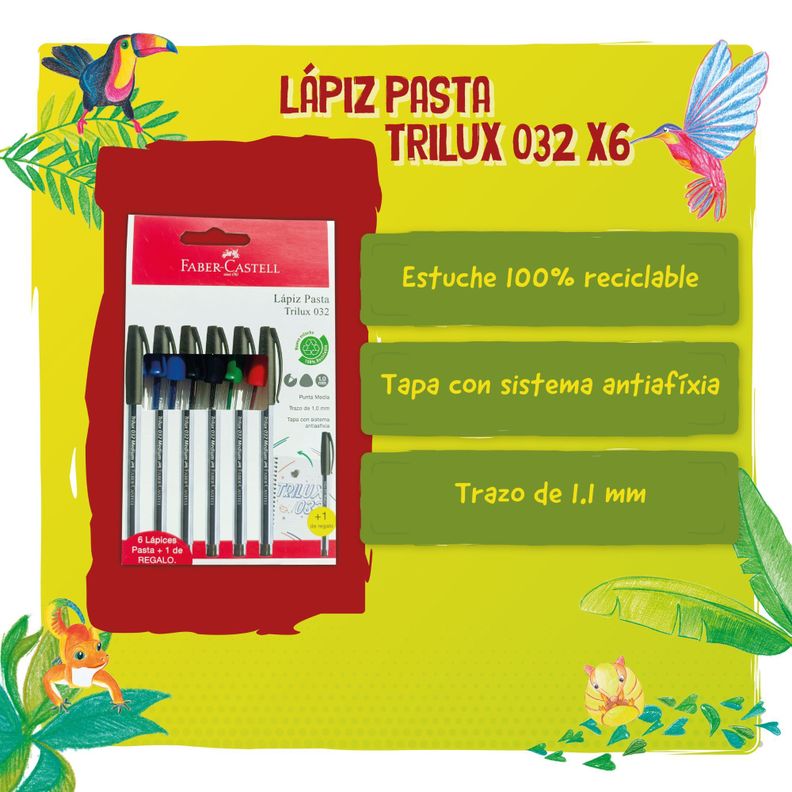 Bolígrafo Trilux Faber-Castell 032 M X6 + 1 BC-1