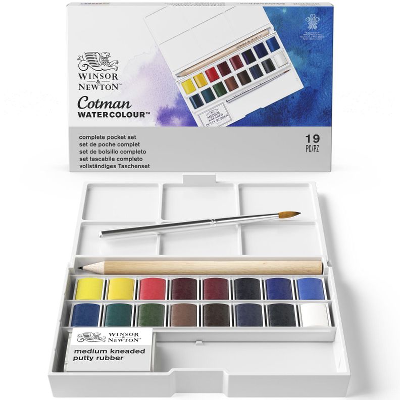 Set Acuarelas Cotman 16 Medio Godet + Accesorios-0