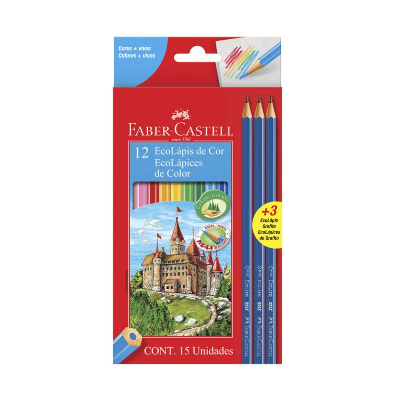 Lápices de Color Faber Castell x12 Colores + 3 Grafitos-0