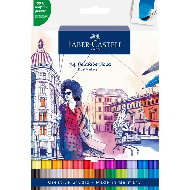 Marcador Dual Goldfaber Aqua Faber-Castell x24 Colores-0