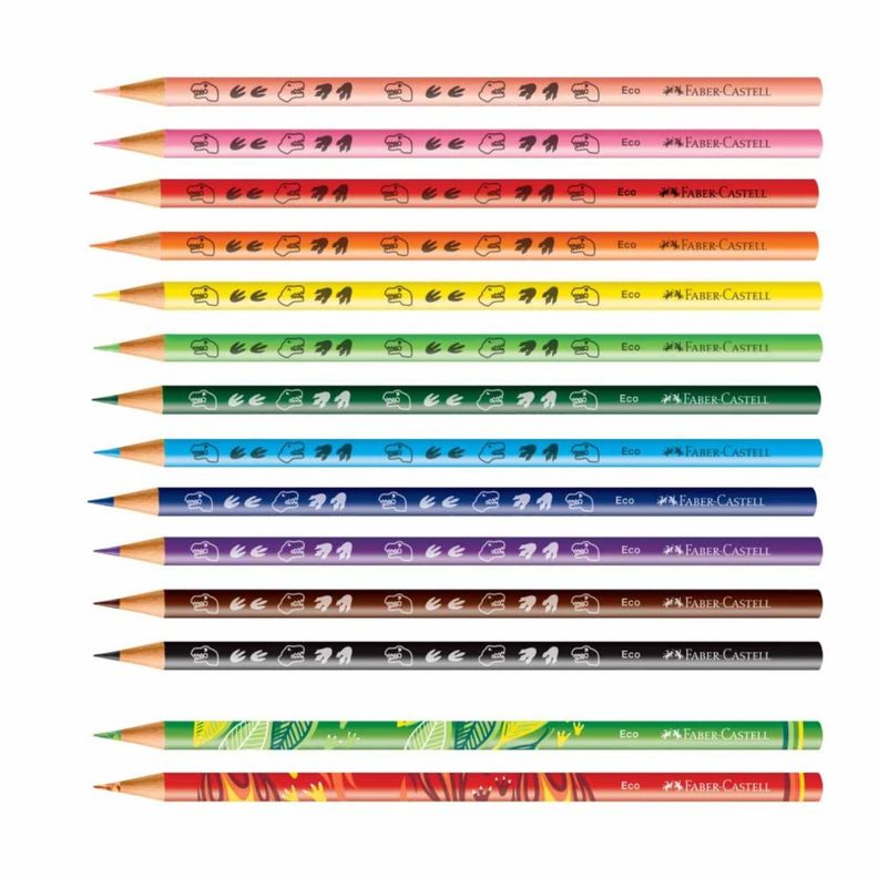 Ecolápices de Colores Dinosaurio Faber-Castell x12+2-2
