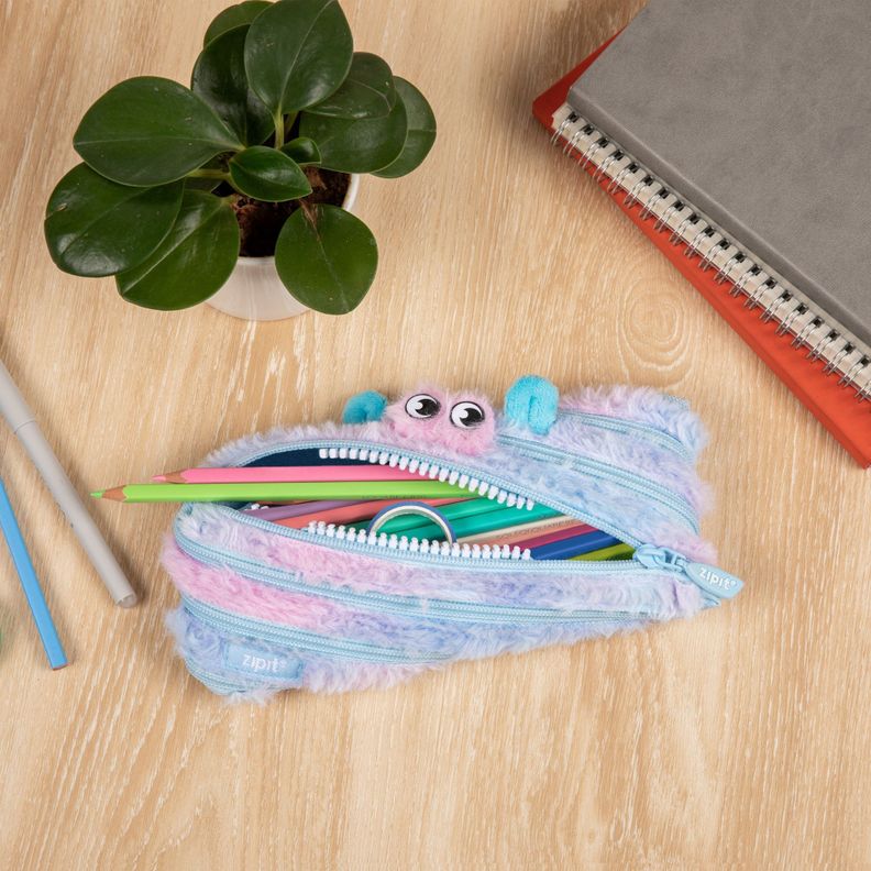 Estuche  Furry Monster Azul & Rosado-4