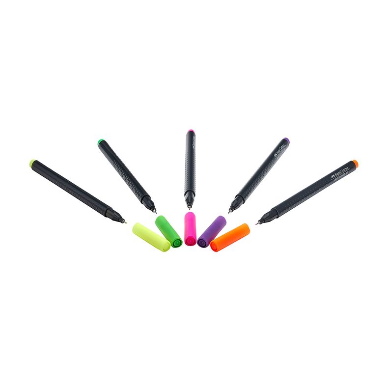 Marcadores Neón Grip Finepen Faber-Castell x5 Colores-1