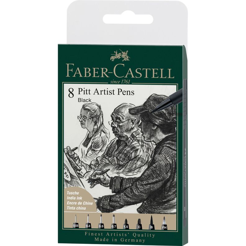 Rotuladores Pitt Artist Faber-Castell x8 uds. Negro-0