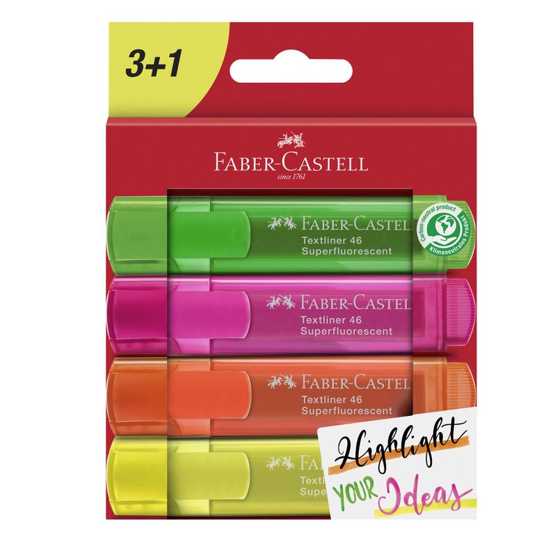Destacador 46 Super Fluor Faber-Castell x4 Colores-0