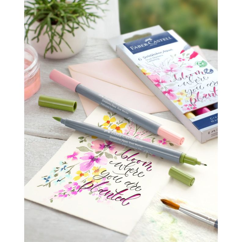 Marcador Dual GoldfaberAqua Faber-Castell x6 Color Lettering-2
