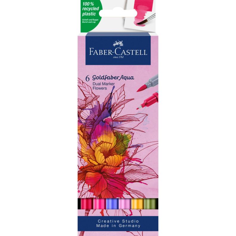 Marcador Dual Goldfaber Aqua Faber-Castell x6 Colores Flores-0