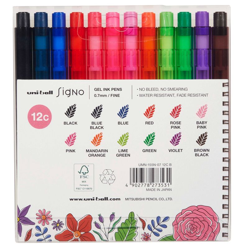 Set Bolígrafos Uniball UNI UM-155 Bujo x12 Colores B-1