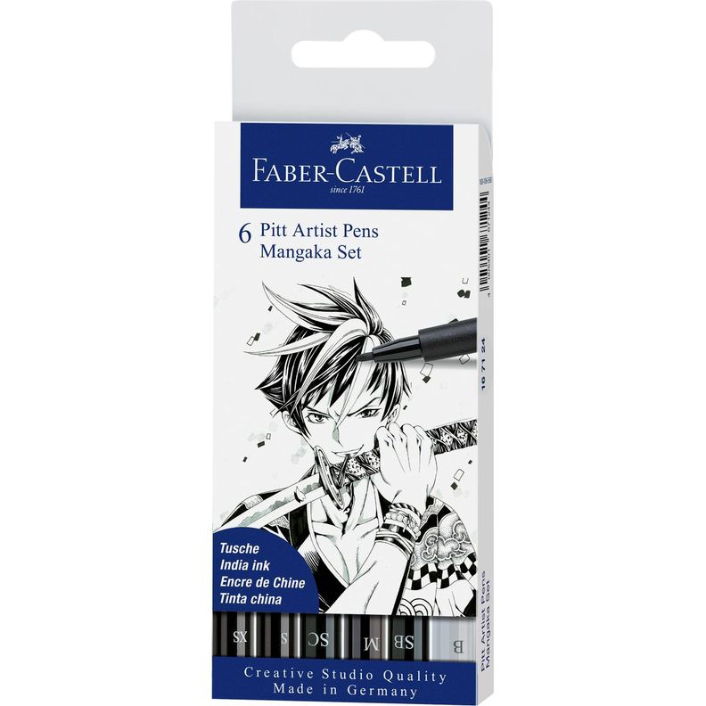 Marcador Pitt Artist Pen Manga Negro Faber-Castell x6 uds.-0