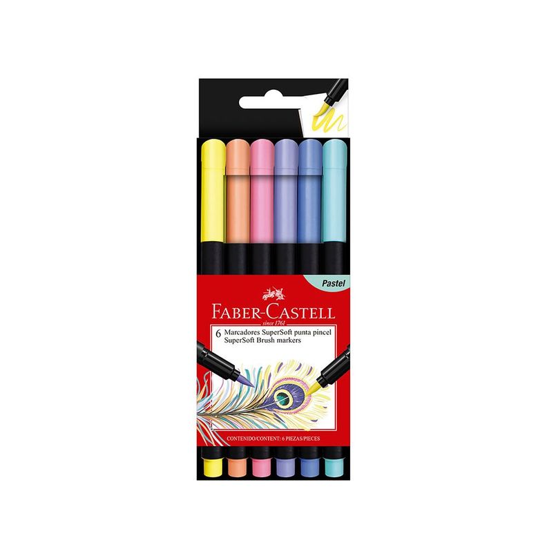 Marcadores Supersoft Punta Pincel pastel x6-1
