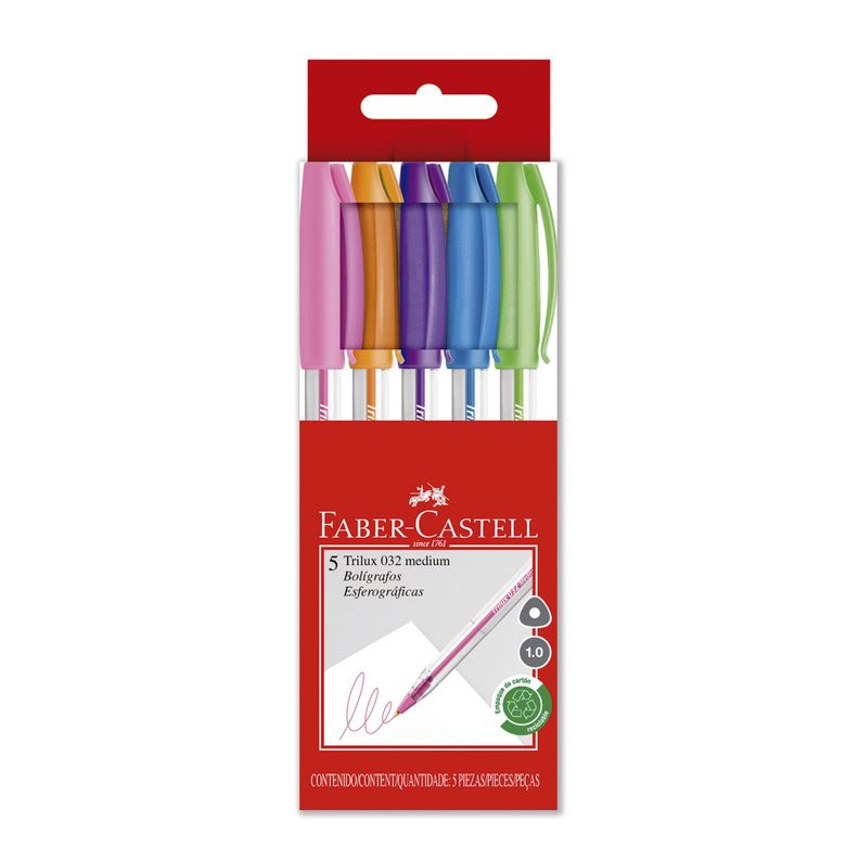 Bolígrafo Trilux 032 M Faber-Castell x5 Colores-1