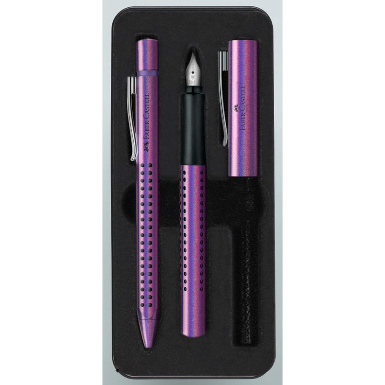 Pluma + Bolígrafo Grip Edition Faber-Castell Glam Violet-0
