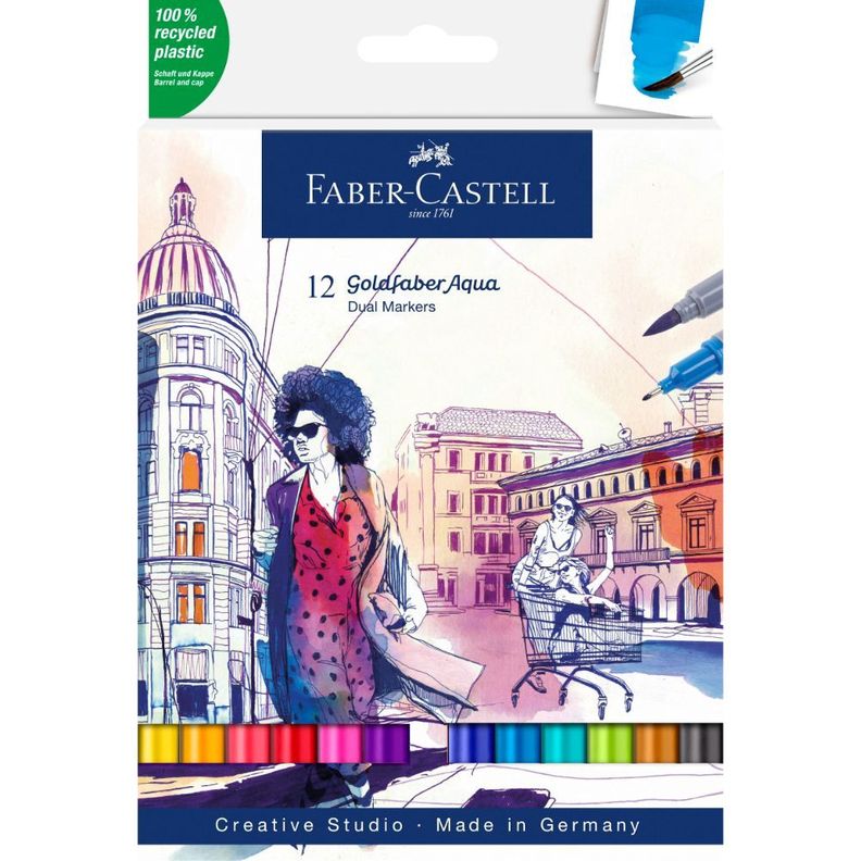 Marcador Dual Goldfaber Aqua Faber-Castell x12 Colores-0