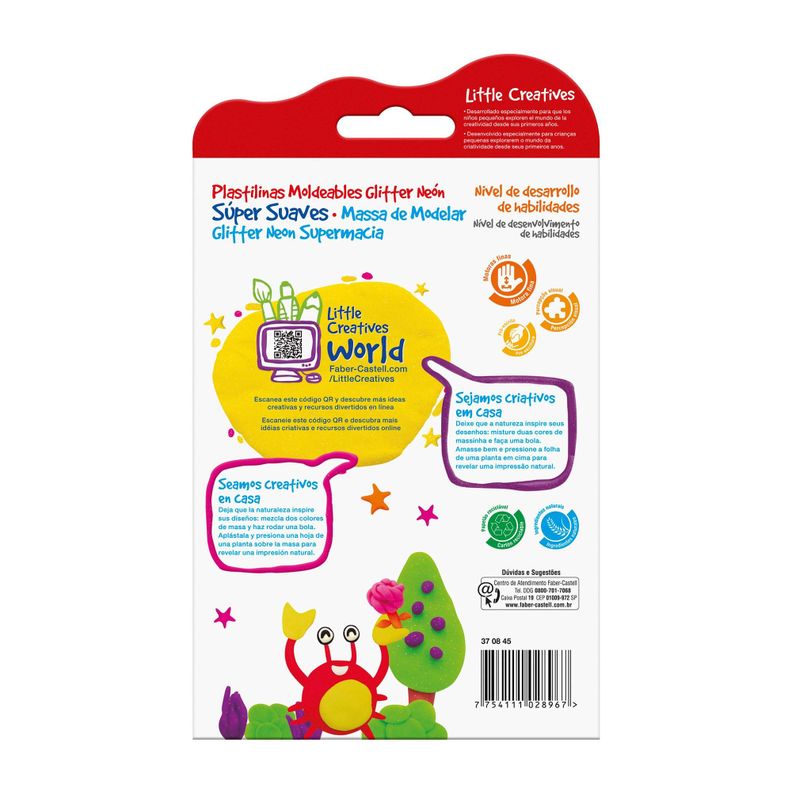 Plastilina Glitter Neón Faber-Castell Little Creatives x4-2