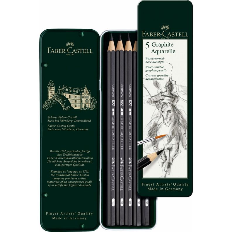 Lápiz Grafito Graphite Aquarelle Faber-Castell x5 uds.-0