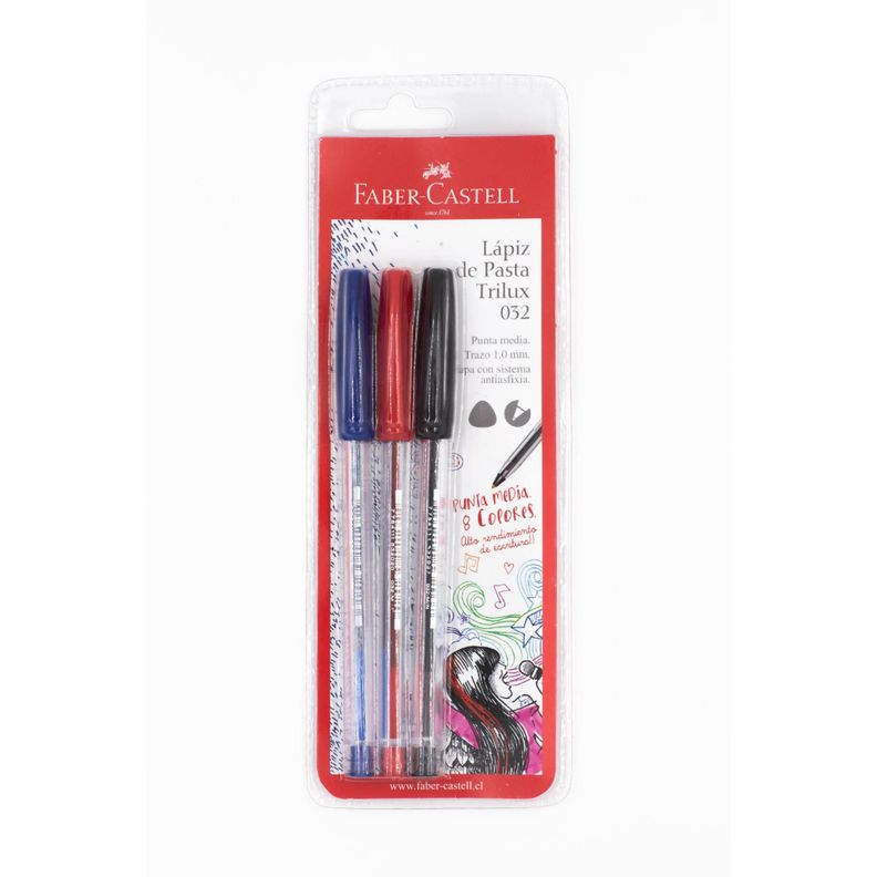 Bolígrafo Trilux 032 Faber-Castell M x3 Colores-0