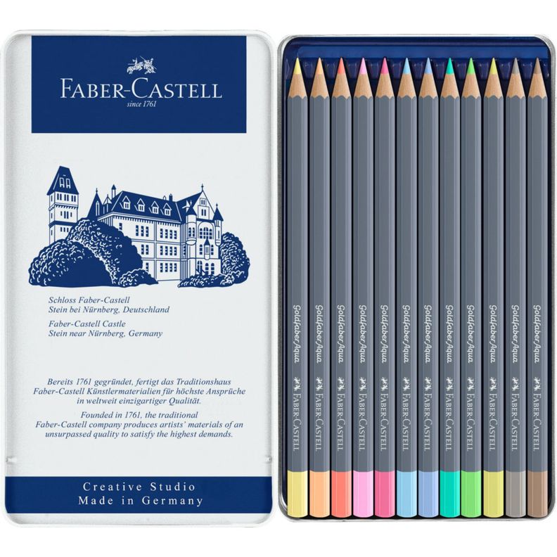 Lápices de Color Faber-Castell Goldfaber Aqua x12 Pastel-0