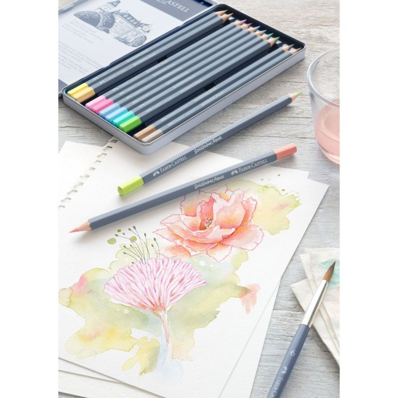 Lápices de Color Faber-Castell Goldfaber Aqua x12 Pastel-2