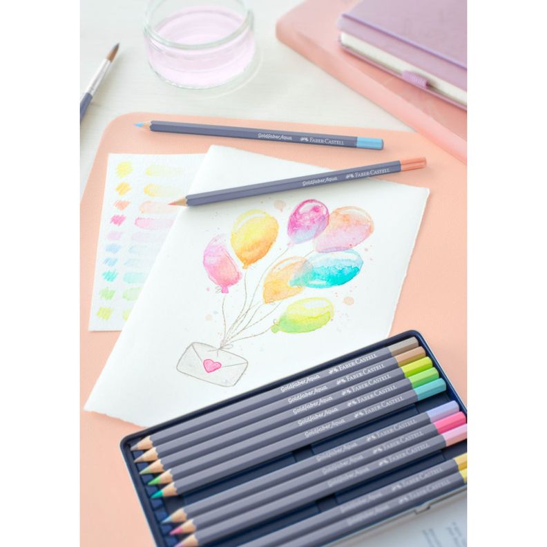 Lápices de Color Faber-Castell Goldfaber Aqua x12 Pastel-4