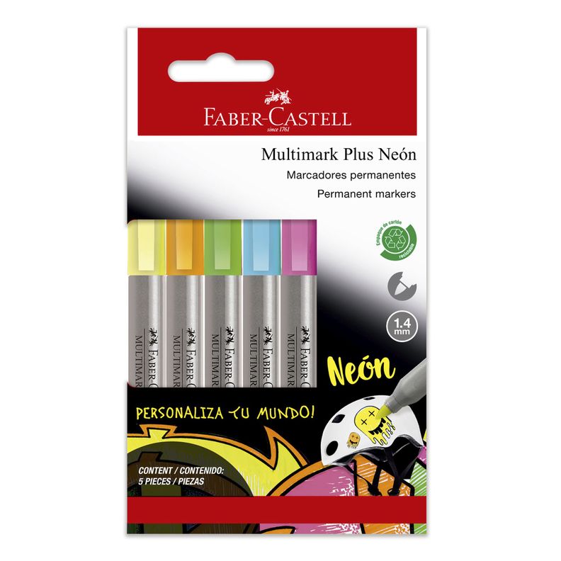 Marcador Multimark Plus Faber-Castell x5 Colores Neón-1