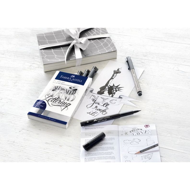 Marcador Lettering Tonos Negros Faber-Castell x8 uds.-1