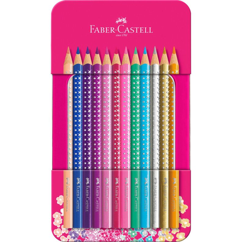 12 Lápices De Colores Sparkle + Estuche Faber-Castell-0