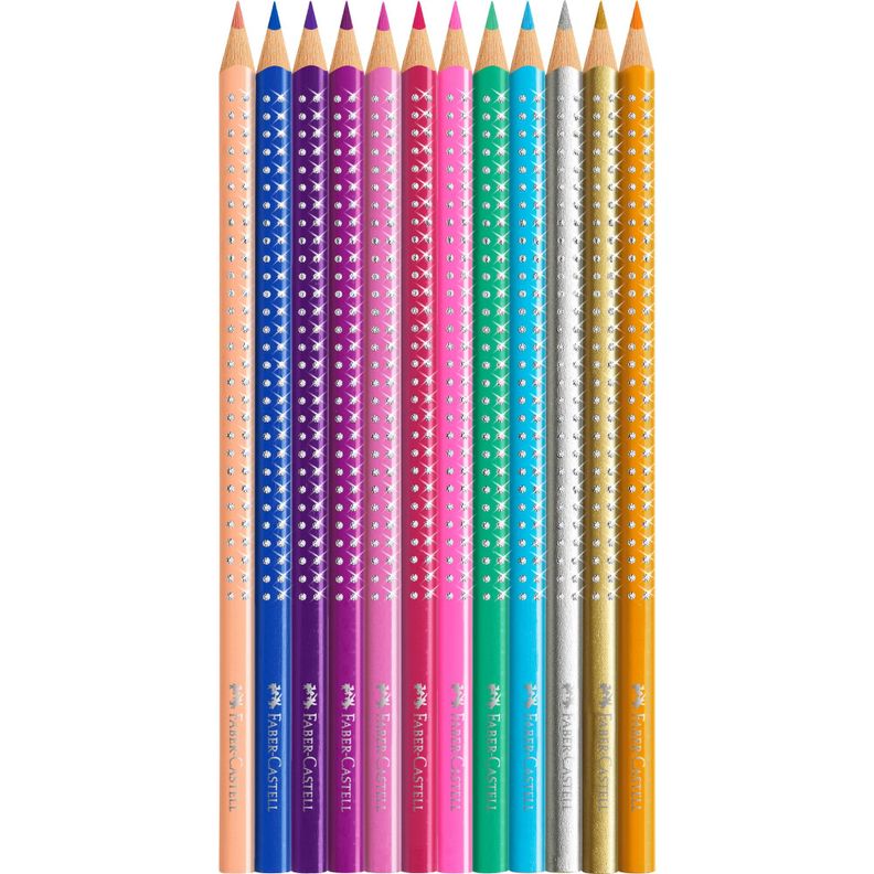 12 Lápices De Colores Sparkle + Estuche Faber-Castell-1