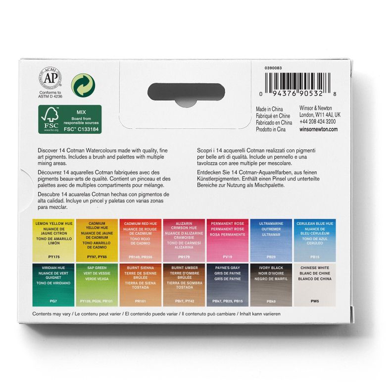 Set de Acuarelas Cotman Winsor & Newton 14 Medias Pastillas-1