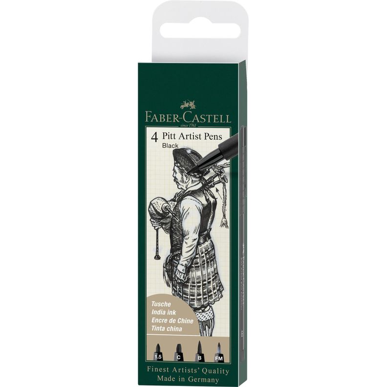 Rotuladores Pitt Artist Faber-Castell x4 uds. Negro-0