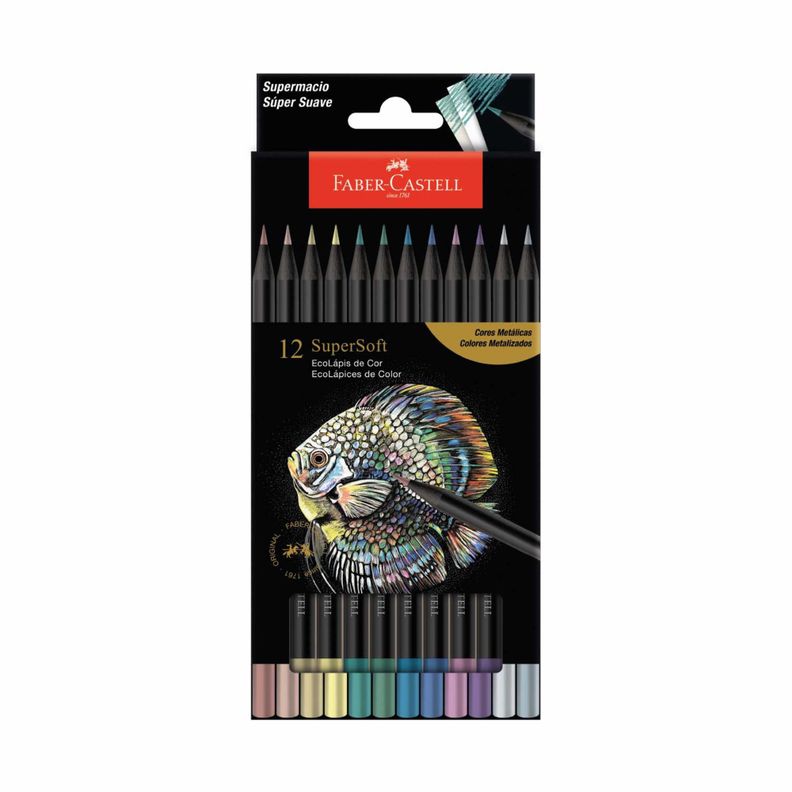 Lapices de Color Supersoft Faber-Castell x12 Metalicos