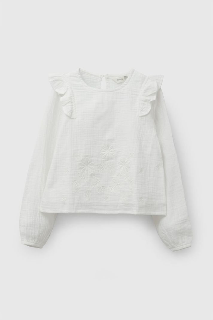 Blusa Bambula Crema Nina 3-4A a 12-13A Colloky