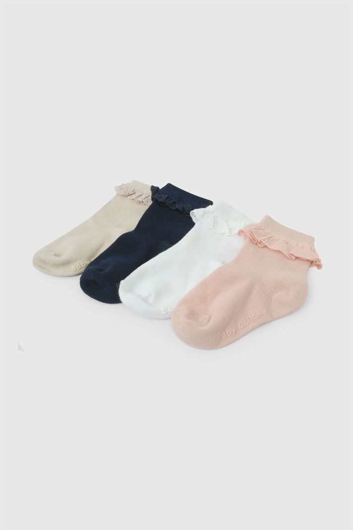 Calcetin deportivo corto punto suave y resistente nina rosado 0/3M a 3/4A