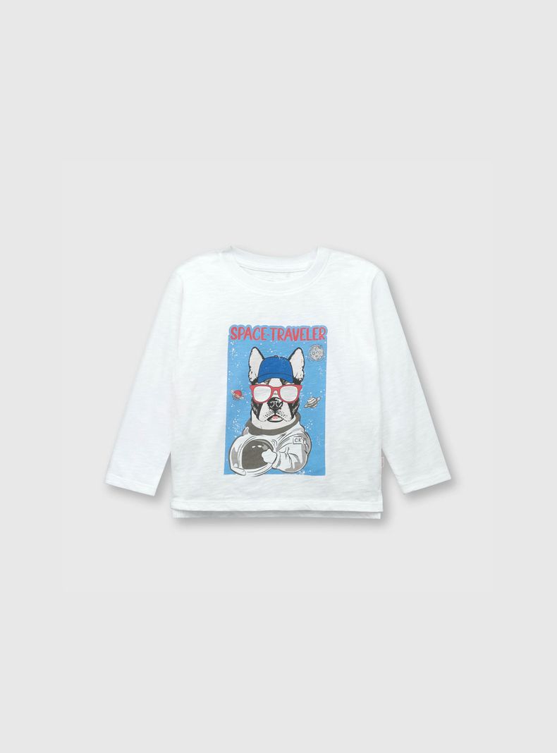 Polera Bebé Niño Perro Blanco (3 A 36 Meses) Colloky-0